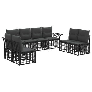 vidaXL Ensemble de canapés d'extérieur 8 Pièces Noir et Gris foncé