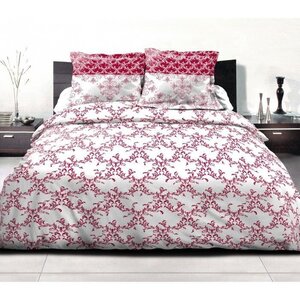 Parure de couette 220 x 240 cm : Housse de couette + 2 taies d'oreiller - 100 Coton - Bordeaux