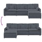 vidaXL Canapé modulaire avec repose-pieds et coussins gris foncé