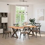 vidaXL Table à manger avec bord naturel 220x120x74cm bois massif chêne