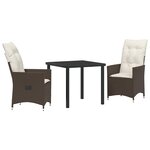 vidaXL Ensemble de salle à manger pour jardin 3 Pièces Marron Poly rotin