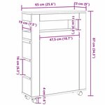vidaXL Cabinet de Salle de Bain Étroit Sur Roues Chêne Noir Bois d'Ingénierie
