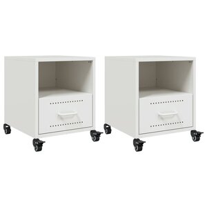vidaXL Tables de chevet 2 Pièces blanc 36x39x43 5 cm acier