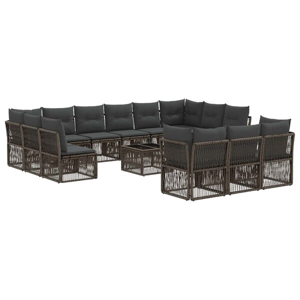 vidaXL Ensemble de canapé de jardin 14 Pièces Gris polyrotin