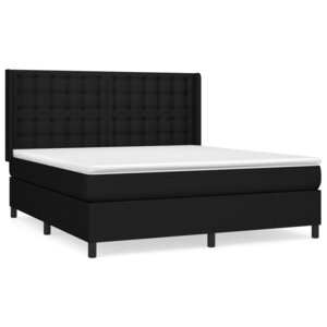 vidaXL Sommier à lattes de lit avec matelas Noir 180x200 cm Tissu