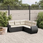 vidaXL Salon de jardin 5 Pièces avec coussins noir résine tressée
