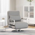 vidaXL Fauteuil pivotant et canapé-lit Gris clair Tissu