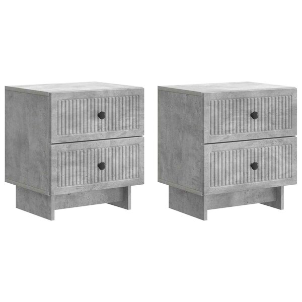 vidaXL Cabinet de chevet 2 pc Gris béton 43 x 34 5 x 47 5 cm