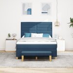 vidaXL Lit Box Spring avec Matelas & Banc Bleu 140x200 cm Tissu