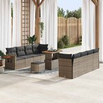 vidaXL Ensemble de canapé de jardin 11 Pièces Gris Poly rotin