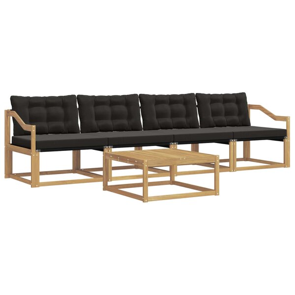 vidaXL Ensemble de canapés d'extérieur 5 pc Blanc et noir