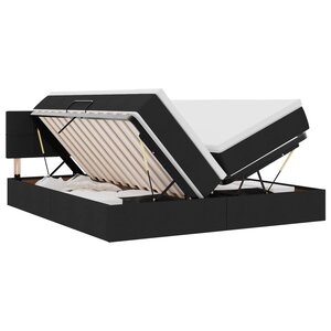 vidaXL Lit de rangement LED avec matelas Noir 180 x 200 cm Tissu