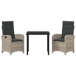 vidaXL Ensemble de salle à manger pour jardin 3 Pièces Gris clair