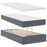 vidaXL Lit de rangement LED avec matelas Gris foncé 180 x 200 cm