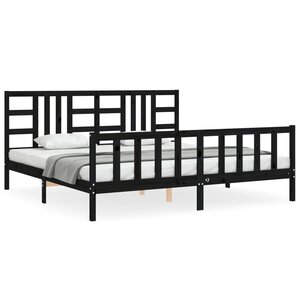 vidaXL Cadre de lit sans matelas noir 200x200 cm bois massif de pin