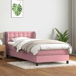 vidaXL Sommier à lattes de lit avec matelas rose 90x220 cm velours