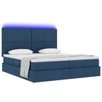 vidaXL Lit de rangement LED avec matelas Bleu 180 x 200 cm Tissu