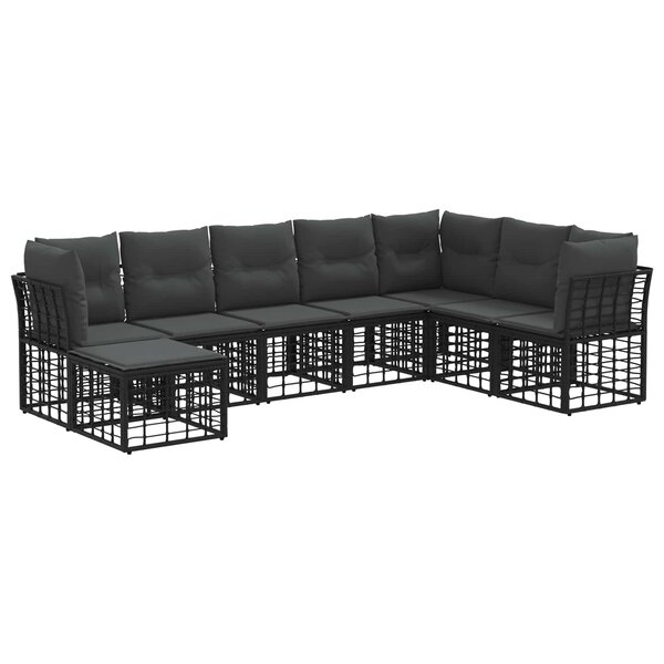 vidaXL Ensemble de canapés d'extérieur Noir Polyester