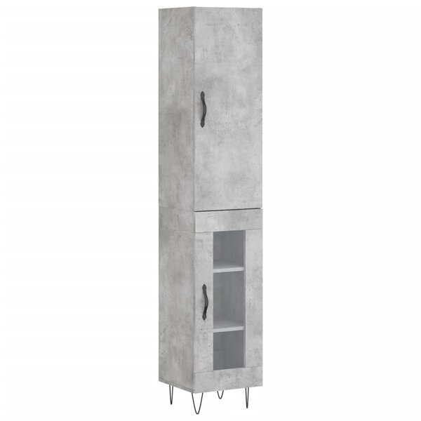 vidaXL Buffet haut Gris béton 34 5x34x180 cm Bois d'ingénierie
