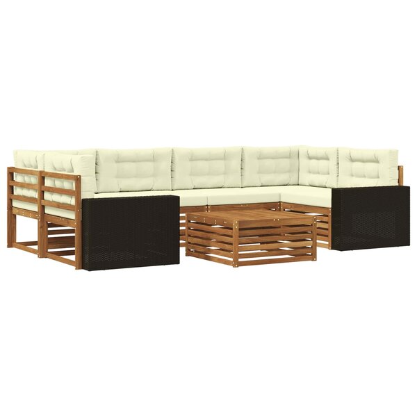 vidaXL Ensemble de canapés d'extérieur 7 pc Naturel et Crème Polyester