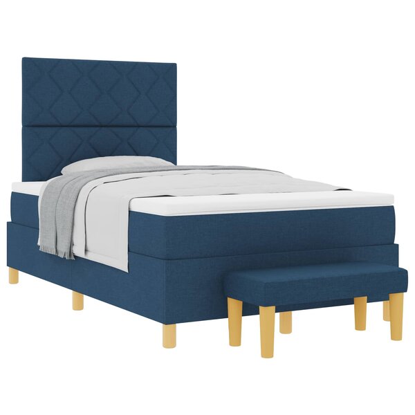vidaXL Lit à ressorts avec coussin Bleu 190 x 120 cm tissu