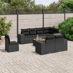 vidaXL Salon de jardin 9 Pièces avec coussins noir résine tressée