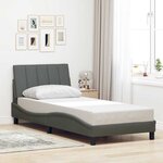 vidaXL Cadre de lit sans matelas Hanko gris foncé 90x200 cm tissu