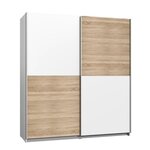 Armoire de chambre - Panneaux de particules - Décor chene et blanc - 2 portes - Style contemporain - L 170,3 x P 61,2 x H 190,5 cm