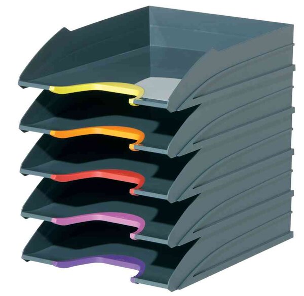 Lot de 5 corbeilles à courrier VARICOLOR Gris Anthracite DURABLE