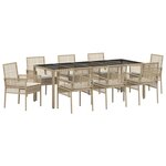 vidaXL Ensemble de salle à manger pour jardin 9 Pièces Beige polyrotin