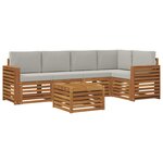 vidaXL Ensemble de canapés d'extérieur 6 pc Gris Naturel et Clair