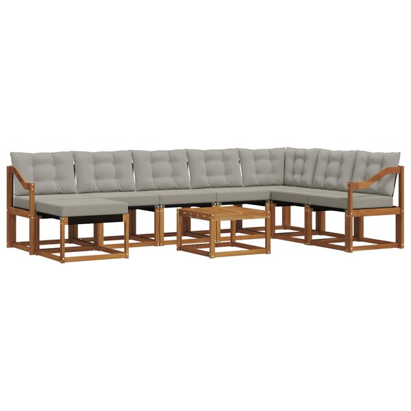 vidaXL Ensemble de canapés d'extérieur 9 pc Naturel et gris clair
