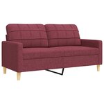 vidaXL Ensemble de canapés 3 Pièces avec repose-pied rouge bordeaux tissu