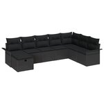 vidaXL Canapé de jardin de 8 pièces avec coussins en rotin poly noir