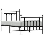 vidaXL Cadre de lit métal sans matelas avec pied de lit noir 90x190 cm