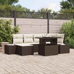 vidaXL Ensemble de canapé de jardin avec coussin 7 Pièces Marron et crème