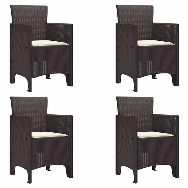 vidaXL Chaise de jardin 4 Pièces Marron 53 x 49 x 85 cm PP
