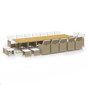 vidaXL Ensemble à dîner de jardin coussins 19 Pièces Beige Résine tressée