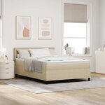 vidaXL Lit Box Spring avec Matelas & Lumière LED Vert Gris 140x200 cm Tissu Corduroy