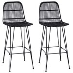 vidaXL Tabouret de bar 2 pc Noir 44 x 55 x 109 cm Rattan et Acier