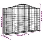 vidaXL Paniers à gabions arqués 4 Pièces 200x30x120/140 cm Fer galvanisé