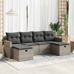 vidaXL Salon de jardin 6 Pièces avec coussins gris résine tressée