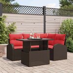 vidaXL Ensemble de canapé de jardin 5 Pièces Marron et rouge polyrotin