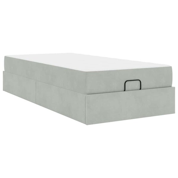 vidaXL Cadre de lit avec matelas Gris clair 90 x 200 cm Velours