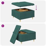 vidaXL Pouf de rangement avec coussin Vert foncé 80 x 80 x 45 cm tissu