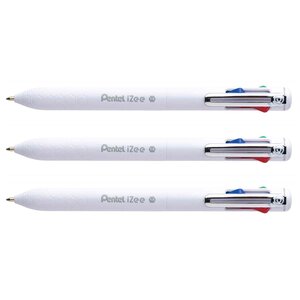 Stylo à bille rétractable 4 couleurs iZee  blanc x 3 PENTEL