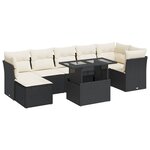 vidaXL Salon de jardin 8 Pièces avec coussins noir résine tressée