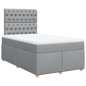 vidaXL Sommier à lattes de lit avec matelas Gris clair 120x200cm Tissu