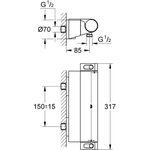 GROHE Mitigeur thermostatique douche ½ Grohtherm 2000 34469001 - Porte-savon  - Limiteur de température - Economie d'eau - Chrome