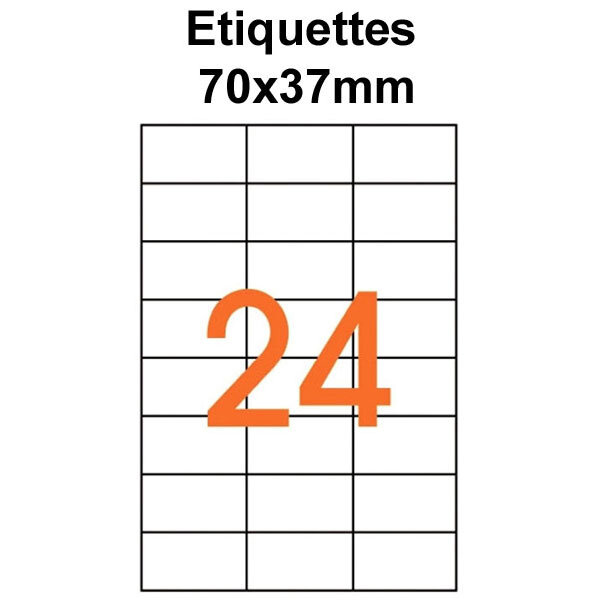 Étiquettes adhésives  70x37mm   (240 étiquettes) - blanc - 10 feuilles -t3azur